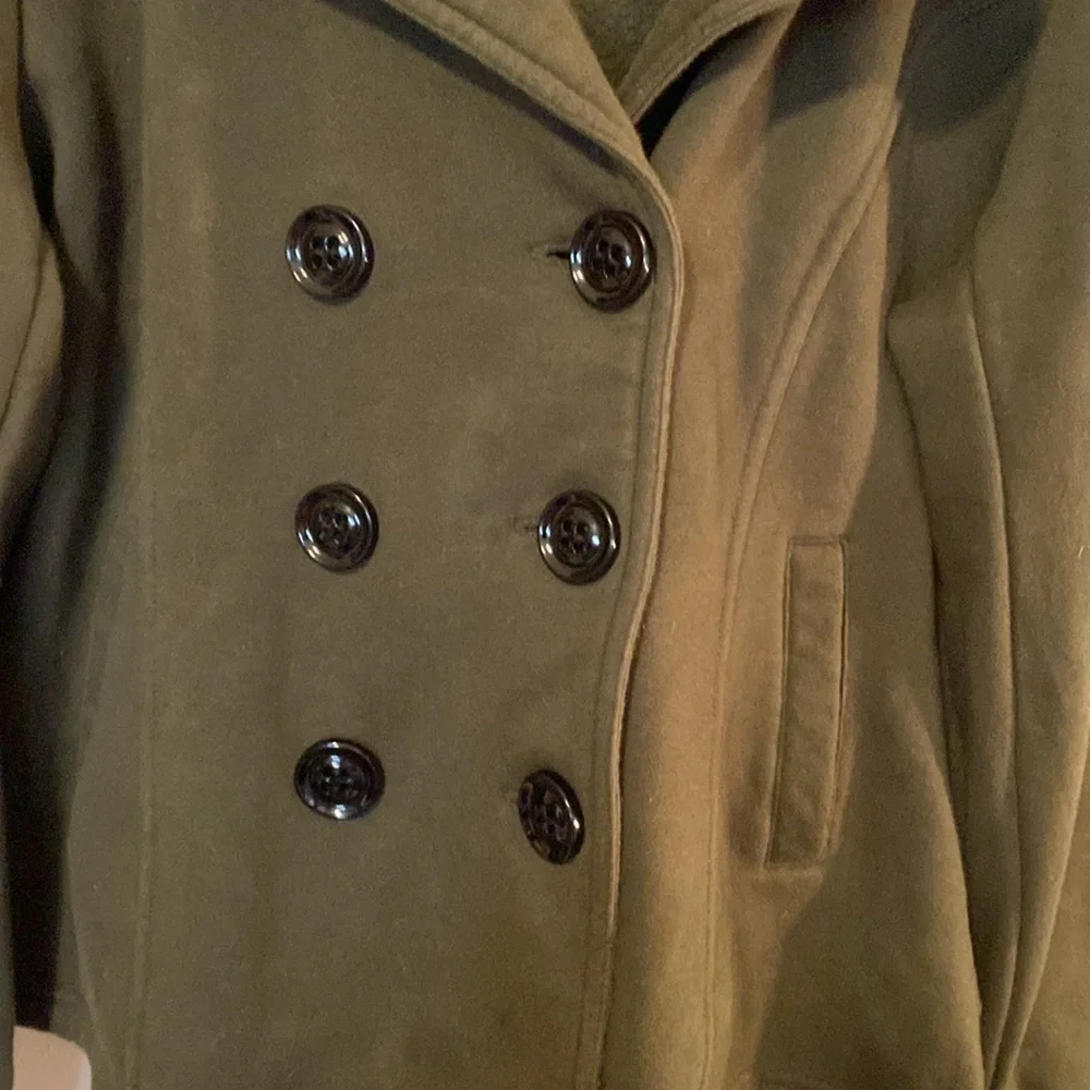 Sebby green hooded pocket cozy cotton button down coat jacket XL - Picture 2 of 9